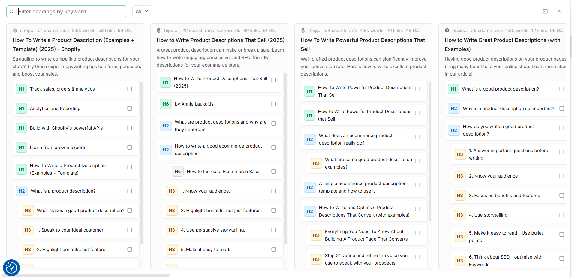 Frase enables you to add a research-based outline to your content brief