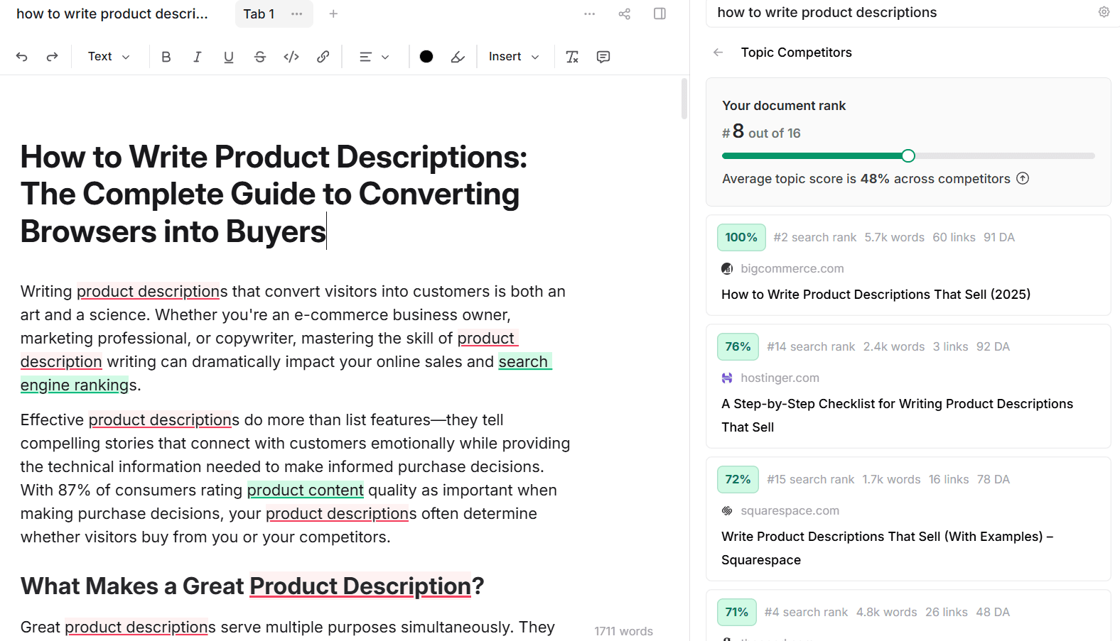 content optimization in Frase