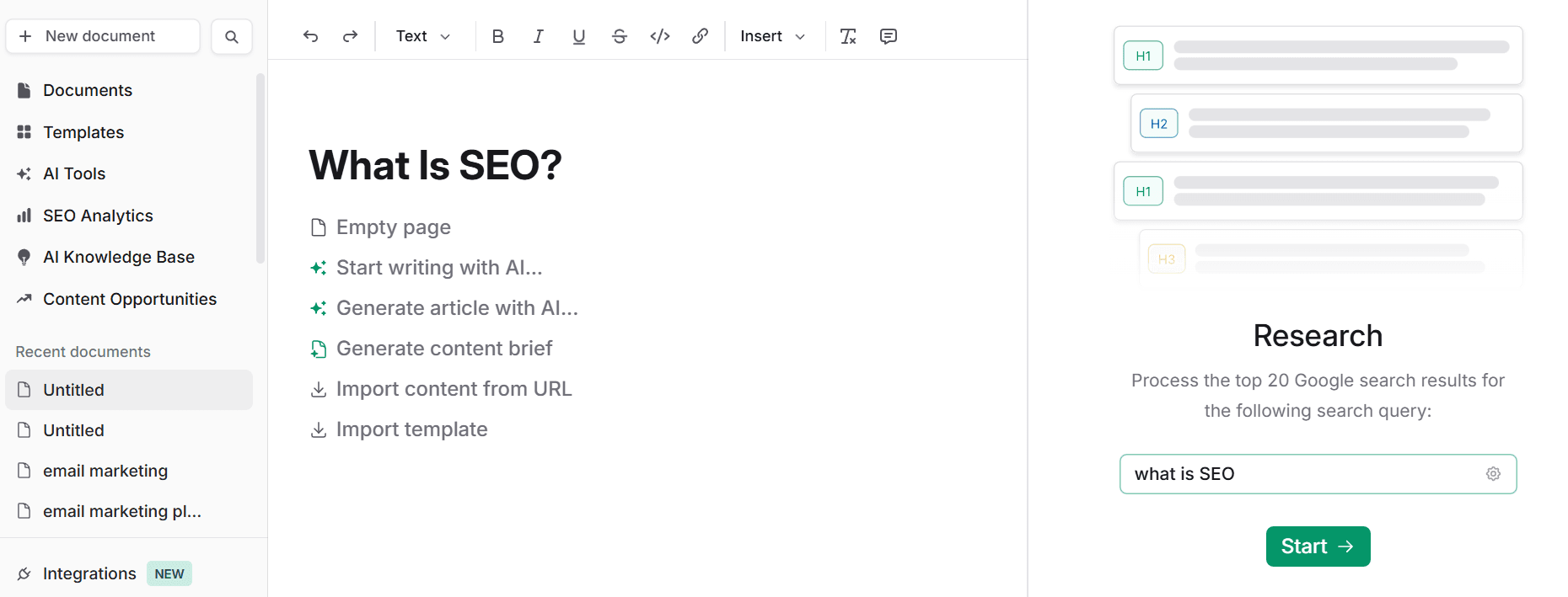 What is SEO Document in Frase