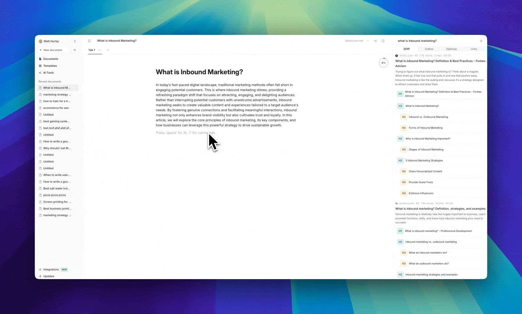 The new in-line AI Writer ensures fast and flexible content generation is never more than a keystroke away.