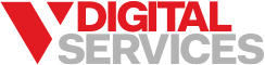 V Digital Services company logo with red stylized V and gray 'DIGITAL' text