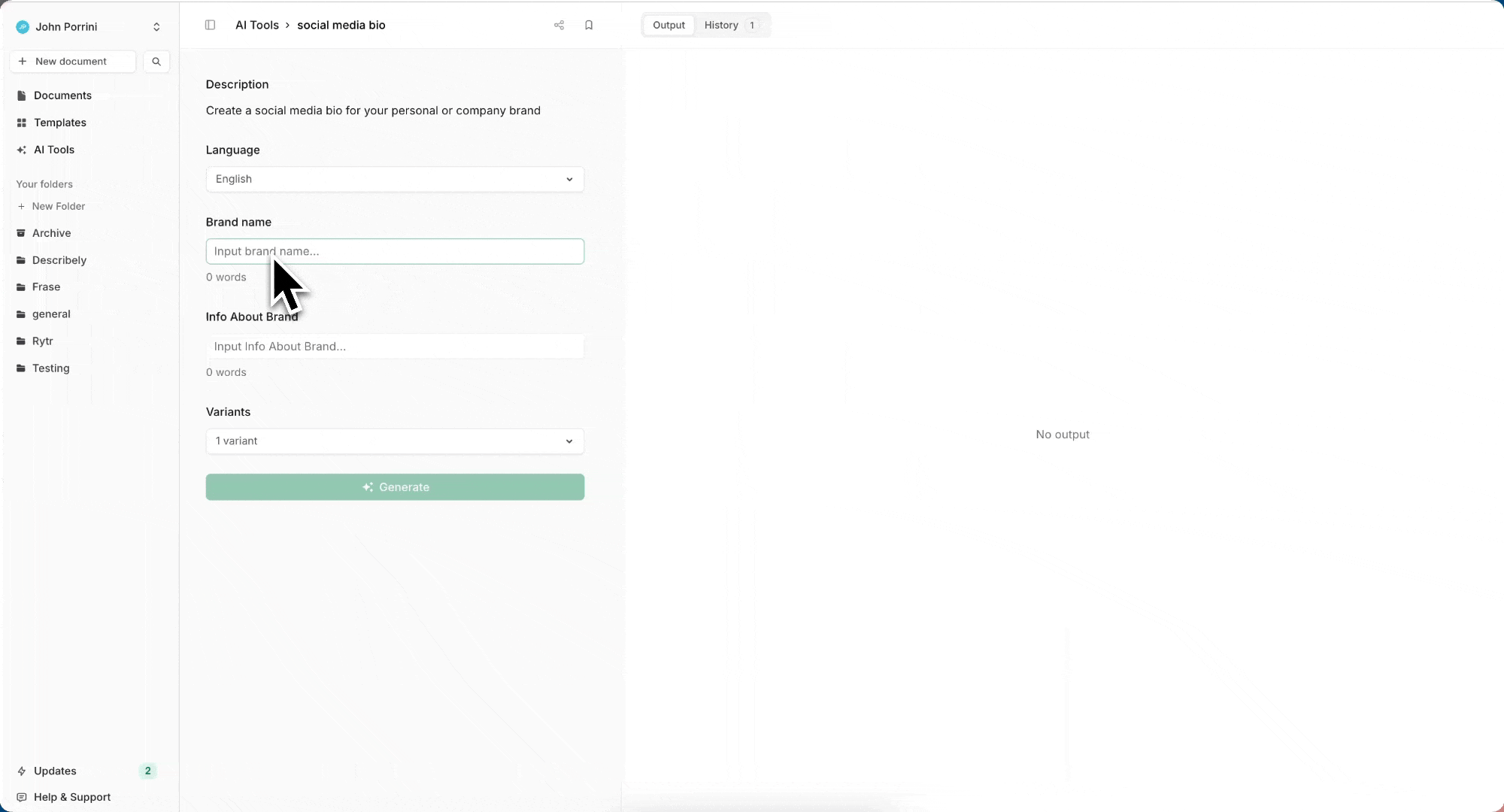 ai bio generator